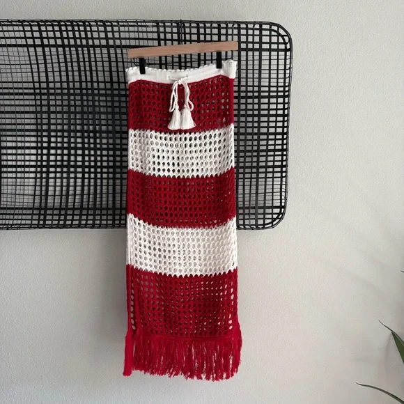 Farm Rio Red Striped Crochet Skirt - Picture 2 of 10